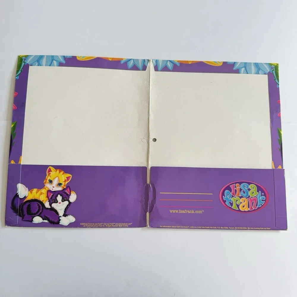 Lisa Frank‎ Cats, Flowers & Butterflies 2 Pocket Folder Vintage 1990s